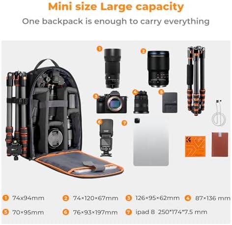 K&F Concept Camera Backpack for Photographers Photography Camera Bag Multi-Functional Camera Bags for Men Women (10L) - Image 5