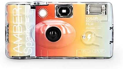 RETO Amber Spark 35mm Disposable Film Camera 27exp, Color Negative Film, Focus Free, Easy to Use, Built in Flash, Single Use (Film and Battery Included)