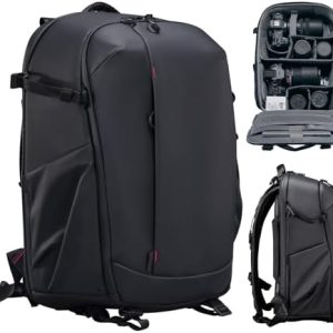 ULANZI Camera Backpack Professional Bag, Water-Resistant Photography Camera Case Anti Theft Travel for Photographers DSLR Mirrorless Camera Lens Tripod Holder 16" Laptop Black 22L